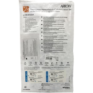 Комплект для гемодиализной катетеризации двухпросветный с катетером BlueFlexTip для вливания больших объемов размер 12Fr х 20 см CS-15122-F