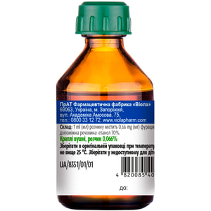 Фурацилин кап. ушн. р-р 0,066% фл. 20мл