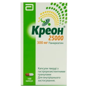 Креон 25000 капс. тв. 300мг фл. №100