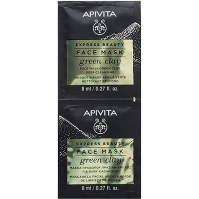 Маска для лица APIVITA (Апивита) EXPRESS BEAUTY (Экспресс бьюти) глубокого очищения с зеленой глиной по 8 мл 2 шт