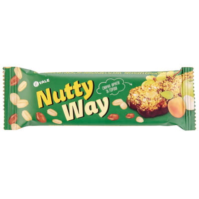 Батончик-мюсли NUTTY WAY (Натти вэй) ореховый с фруктами частично глазурированный 40 г