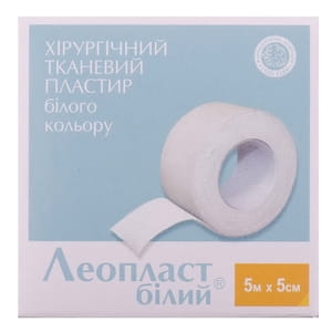 Пластырь хирургический Леопласт на тканной основе белый без катушки размер 5 м х 5 см 1 шт