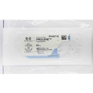 Шовный материал хирургический Пролен 6-0 длина 60 см 2 колющие иглы 13 мм W8718