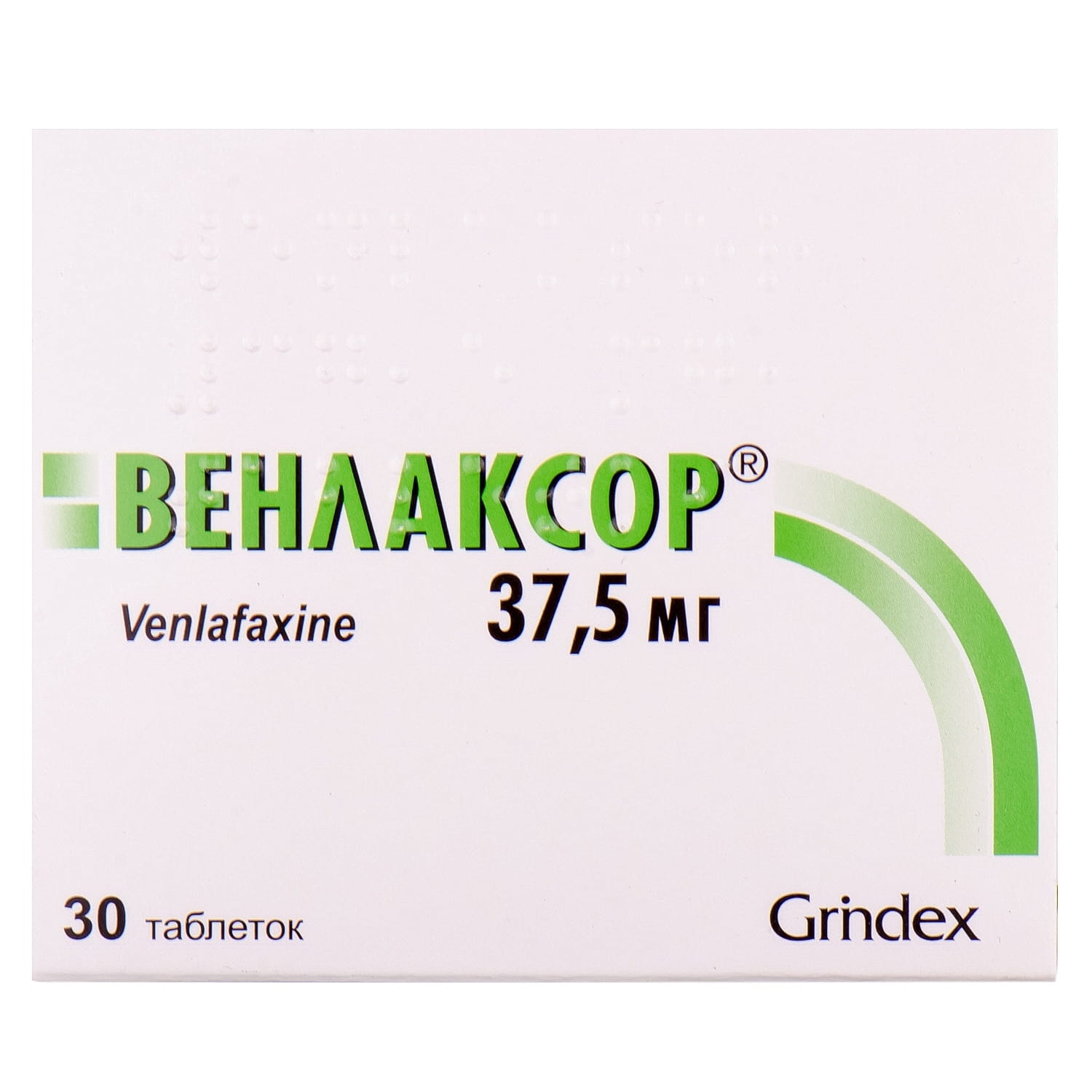 Венлаксор таблетки по 37,5 мг 3 блістера по 10 шт (4750232009284 .