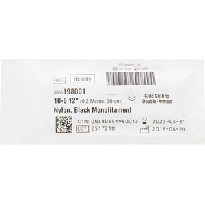 Нить хирургическая нерассасывающая шовный материал Нейлон моно черная тип CU-1 размер USP 10-0 (0,2) длина 30 см 12`` Alcon (Алкон) 1 шт