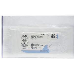Шовний матеріал що не розсмоктується Prolene (Пролен) розмір USP 6-0, ріжуча голка 16 мм, 3/8 кола, довжина 45 см артикул W8005