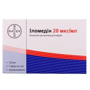 Иломедин конц. д/р-ра д/инф. 20мкг/мл амп. 1мл №5