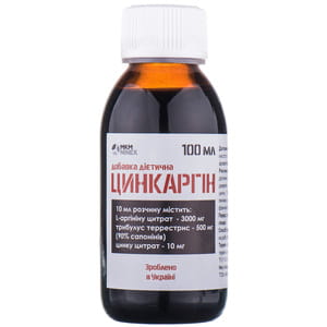 Цинкаргін розчин для підтримки функцій печінки, репродуктивної системи і підвищення фізичної працездатності у чоловіків флакон 100 мл