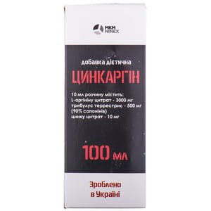 Цинкаргін розчин для підтримки функцій печінки, репродуктивної системи і підвищення фізичної працездатності у чоловіків флакон 100 мл