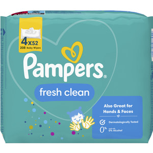 Салфетки влажные детские PAMPERS (Памперс) Baby Fresh Clean Quatro (Бэби фреш клин) упаковка 208 шт