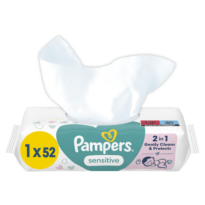 Серветки вологі дитячі PAMPERS (Памперс) Sensitive (Сенситив) упаковка 52 шт