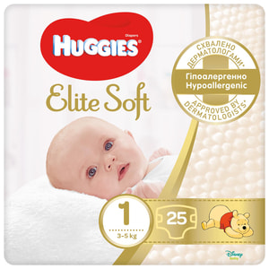 Підгузки для дітей HUGGIES (Хагіс) Elite Soft (Еліт софт) 1 від 3 до 5 кг 25 шт