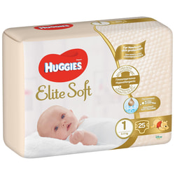Підгузки для дітей HUGGIES (Хагіс) Elite Soft (Еліт софт) 1 від 3 до 5 кг 25 шт