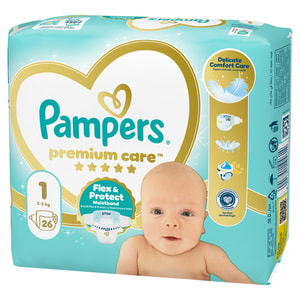Подгузники для детей PAMPERS Premium Care (Памперс Премиум) Newborn (Ньюборн) 1 от 2 до 5 кг 26 шт
