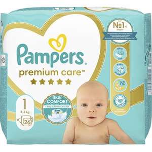 Підгузки для дітей PAMPERS Premium Care (Памперс Преміум) Newborn (Ньюборн) 1 від 2 до 5 кг 26 шт
