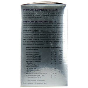 Набір Програма проти випадіння волосся PHYTO (Фіто) Фітоліум Шампунь 125 мл + Фітоліум засіб по 3,5 мл 12 шт + Фітофанер капсули 120 шт
