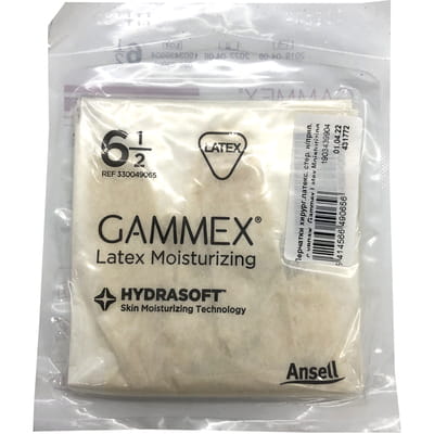 Перчатки хирургические латексные неприпудренные с увлажнителем Gammex (Гаммекс) Latex Moisturizing размер 6,5 1 пара