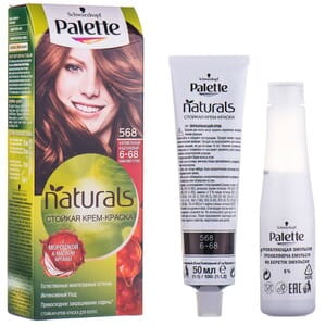 Крем-краска для волос PALETTE (Палет) Naturals цвет 568 (6-68) Карамельный каштан