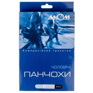 Панчохи чоловічі компресійні Торговий Дім Алком артикул 6092 клас компресії 2 з відкритим миском колір чорні розмір 5