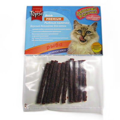 Лакомство для котов TOPSI (Топси) Рыбные палочки вяленые Premium (Премиум) 10 шт