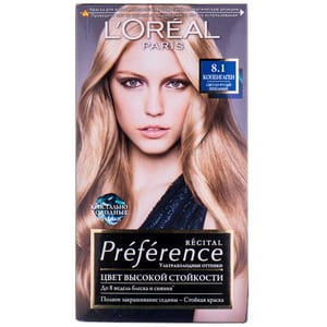 Краска для волос L’OREAL PARIS (Лореаль) Recital Preference оттенок 8.1 Копенгаген Светло-русый пепельный
