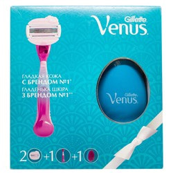 Набір подарунковий GILLETTE (Жіллет) Venus бритва для жінок компактна + змінна касета + гребінець