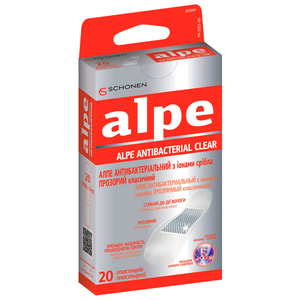 Пластирь Алпе антибактериальный прозрачный с ионами серебра классический размер 76 х 19 мм 20 шт