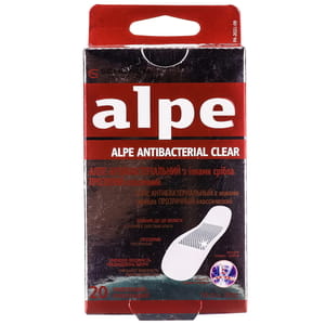 Пластирь Алпе антибактериальный прозрачный с ионами серебра классический размер 76 х 19 мм 20 шт