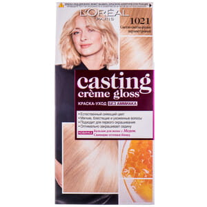 Крем-краска для волос L’OREAL PARIS (Лореаль) Casting Creme Gloss без аммиака оттенок 1021 Светло-светло-русый перламутровый осветляющий