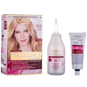 Крем-краска для волос L’OREAL PARIS (Лореаль) Excellence Creme стойкая оттенок 10.21 Светло-светло-русый перламутровый осветляющий