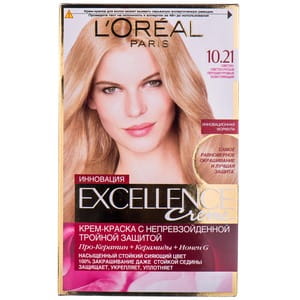Крем-краска для волос L’OREAL PARIS (Лореаль) Excellence Creme стойкая оттенок 10.21 Светло-светло-русый перламутровый осветляющий
