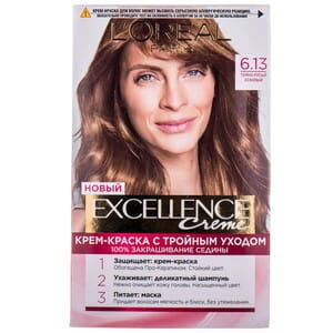 Крем-краска для волос L’OREAL PARIS (Лореаль) Excellence Creme стойкая оттенок 6.13 Темно-русый бежевый