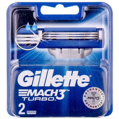 Кассеты сменные для бритья GILLETTE Mach 3 (Жиллет мак 3 три) Turbo (Турбо) 2 шт