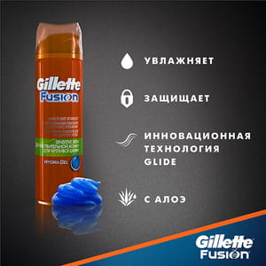 Гель для бритья GILLETTE Fusion (Жиллет Фьюжин) Hydra Gel Sensitive Skin (Гидра гель сенситив скин) для чувствительной кожи 200 мл